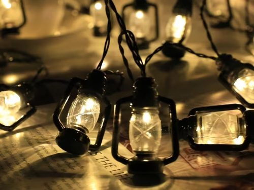Napelemes LED kerti fényfüzér, lámpasor erkélyre, teraszra, 20 db lámpa