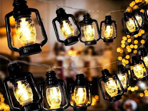 Napelemes LED kerti fényfüzér, lámpasor erkélyre, teraszra, 30 db lámpa