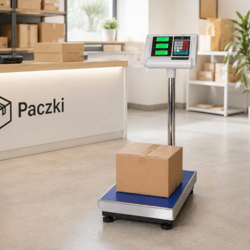 Elektronikus raktári platform mérleg akkumulátorral és árszorzó funkcióval, kék ezüst, 100 kg méréshatár, 30x40 cm