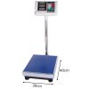 Elektronikus raktári platform mérleg akkumulátorral és árszorzó funkcióval, kék ezüst, 100 kg méréshatár, 30x40 cm