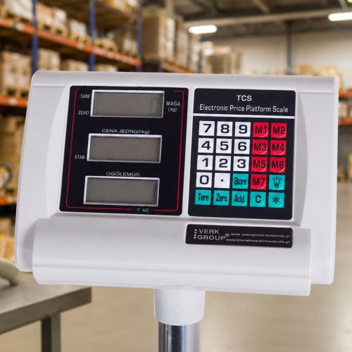 Elektronikus raktári platform mérleg akkumulátorral és árszorzó funkcióval, kék ezüst, 100 kg méréshatár, 30x40 cm