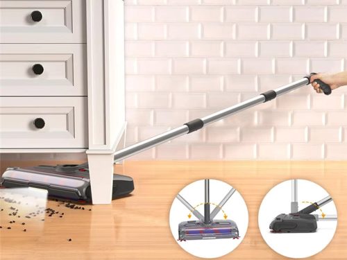 Vezeték Nélküli 360°-ban forgó Elektromos Seprű és Forgókefés Kézi Porszívó LED Világítással, 80 Perc Működési Idő, USB-C, 300ml Tartály