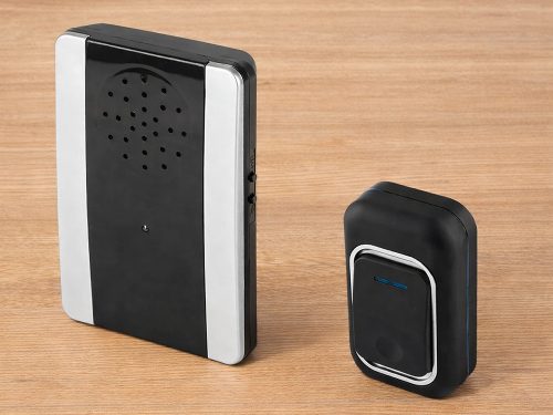Vezeték Nélküli Digitális Csengő 2db Vízálló Nyomógombbal és Kék LED Fénnyel, Fekete, 150m Hatótáv, 38 Dallam