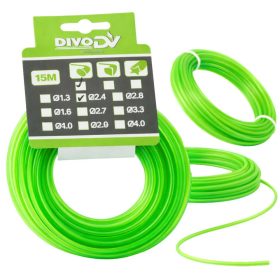   15 m-es, 2,4 mm-es erős, tartós vágószál benzinmotoros bozótvágókhoz, fűnyírókhoz