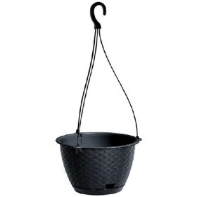   Rattan hatású függő virágcserép - antracit - 21 cm, 3,4 liter