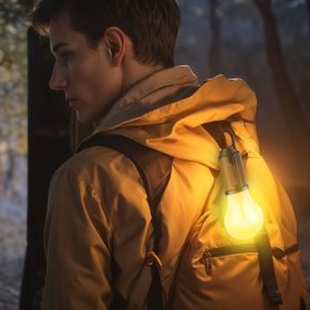   Akasztható szolár lámpa , villanykörte alakú - USB-C - 100 lumen - 400 mAh, 4 féle világítási mód