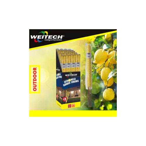 Weitech Citronellás szúnyogriasztó fáklya 70 cm (3db/csom) 30x3/display, 90 db/karton