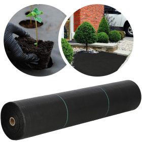   Geotextil, agroszövet, 1,6x50m, 70g/m², UV-álló, fekete - gyomirtó kertszőnyeg, PP talajtakaró növényvédelemhez