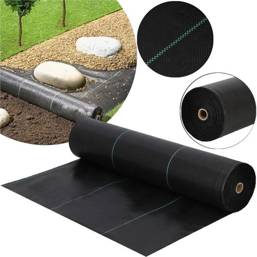 Geotextil, agroszövet, 1,6x50m, 70g/m², UV-álló, fekete - gyomirtó kertszőnyeg, PP talajtakaró növényvédelemhez