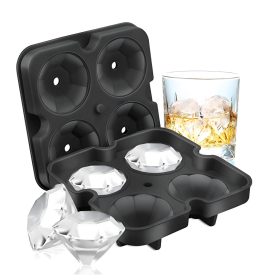   Szilikon jégkocka forma, nagy, XL méretű, gyémánt alakú, 4 db-os