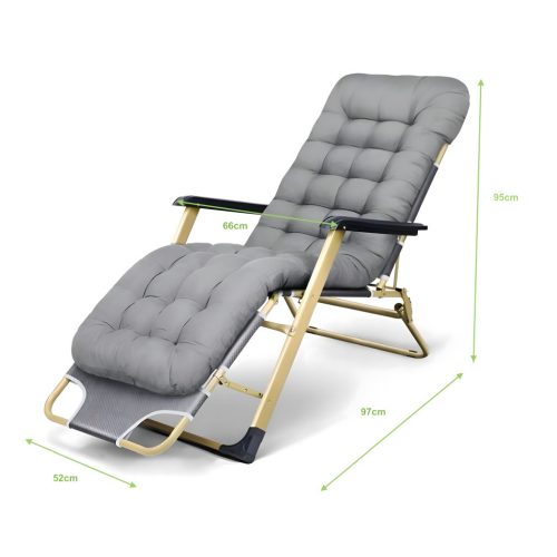 Összecsukható kerti nyugágy párnával, szürke