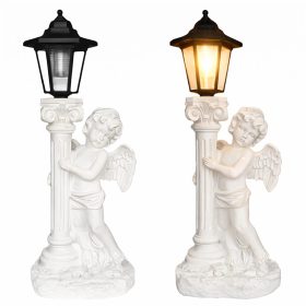   49 cm magas, időjárásálló napelemes angyalka figura LED világítással és alkonykapcsolóva