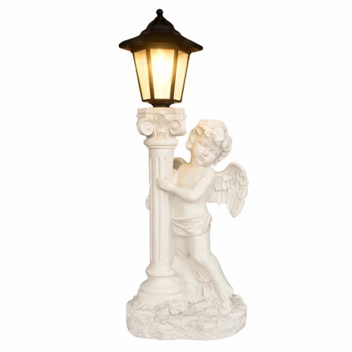 49 cm magas, időjárásálló napelemes angyalka figura LED világítással és alkonykapcsolóva