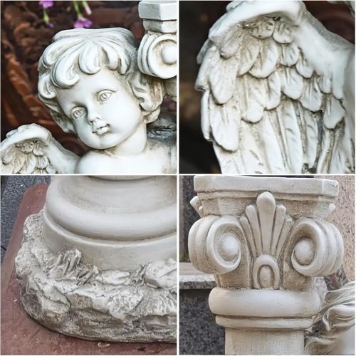 49 cm magas, időjárásálló napelemes angyalka figura LED világítással és alkonykapcsolóva