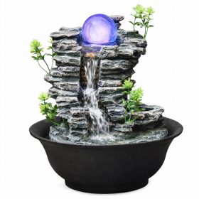   Dekoratív LED asztali szökőkút 21,5x21,5x23 cm, szürke, beépített szivattyúval, 220-240V