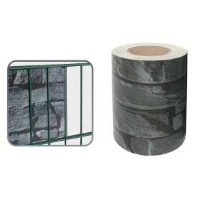   Belátásgátló kerítésszalag 19 cm x 35 m, szürke kőmintás kerítéshez való szalag, UV álló + 20 db rögzítőkapocs