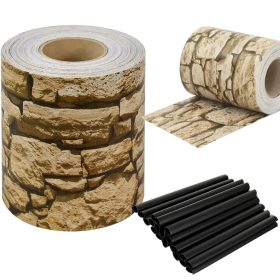   Belátásgátló kerítésszalag 19 cm x 35 m, kőmintás kerítéshez való szalag, UV álló + 20 db rögzítőkapocs