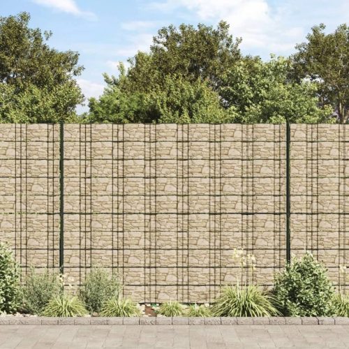 Belátásgátló kerítésszalag 19 cm x 35 m, kőmintás kerítéshez való szalag, UV álló + 20 db rögzítőkapocs