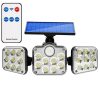 Kültéri szolár kerti lámpa 138 led-es fényforrással, mozgás- és alkonyérzékelővel, 1600 mAh-s akkumulátorral, távirányítóval