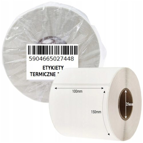 Öntapadós thermo etikett címke 100x150mm, 500db címke/tekercs