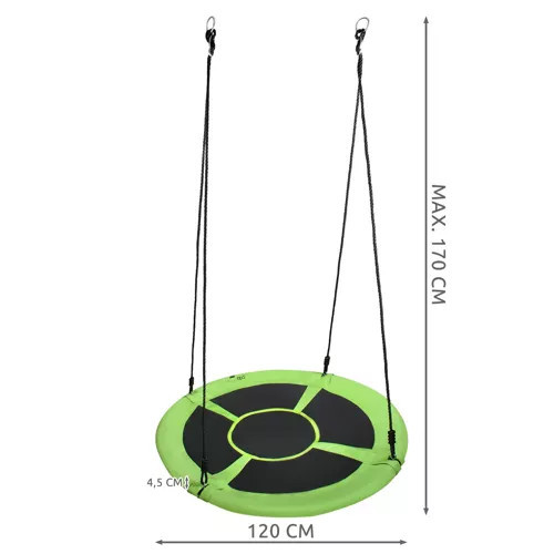 Gólyafészek hinta zöld / fekete, 100 cm