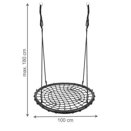 Gólyafészek hinta, fekete, 100 cm