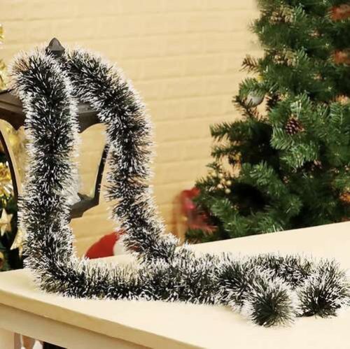 Sűrű havas karácsonyi girland és fenyő füzér 15 cm-es átmérővel, 6 méteres hosszúságban