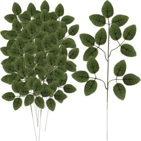   Élethű mű rózsalevél ágak karácsonyi és esküvői dekorációhoz, 12 db-os csomagban, 51x25 cm-es méretben