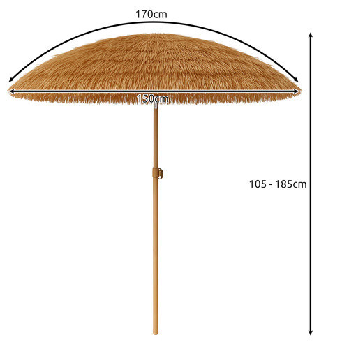 Hawaii stílusú napernyő, erkélyre, strandra, teraszra, 170 cm, bézs