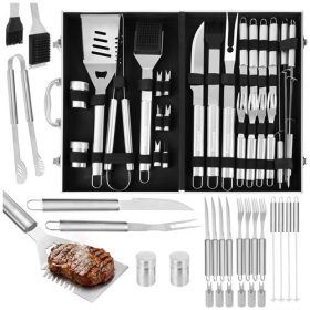   26 darabos rozsdamentes acél grillsütő készlet + megerősített XXL tok